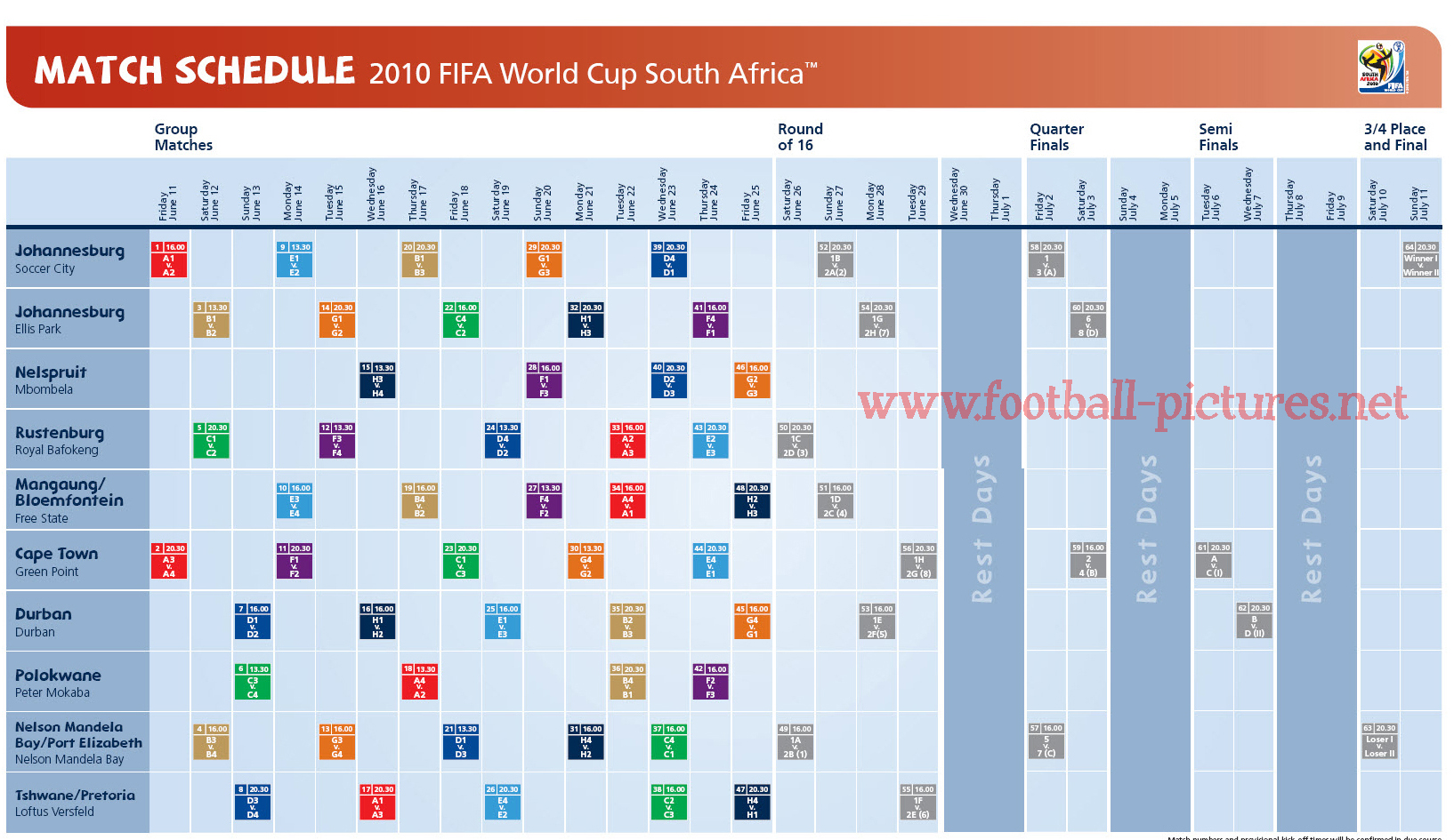 world cup,world cup 2010, South Africa, football, soccer,Match Schedule Worldcup 2010 